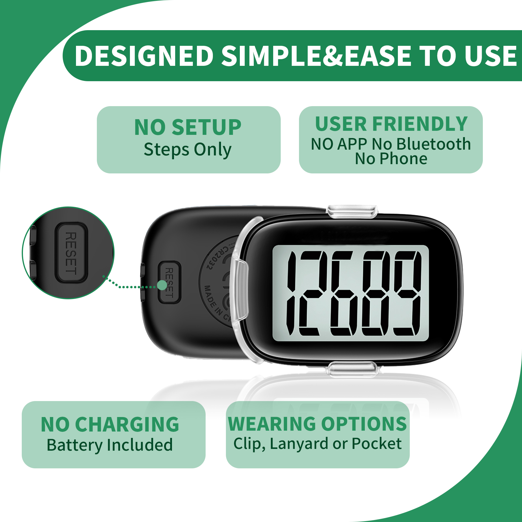 Pedometer Walking Simple 3D Step Counter with Clip and Lanyard ...